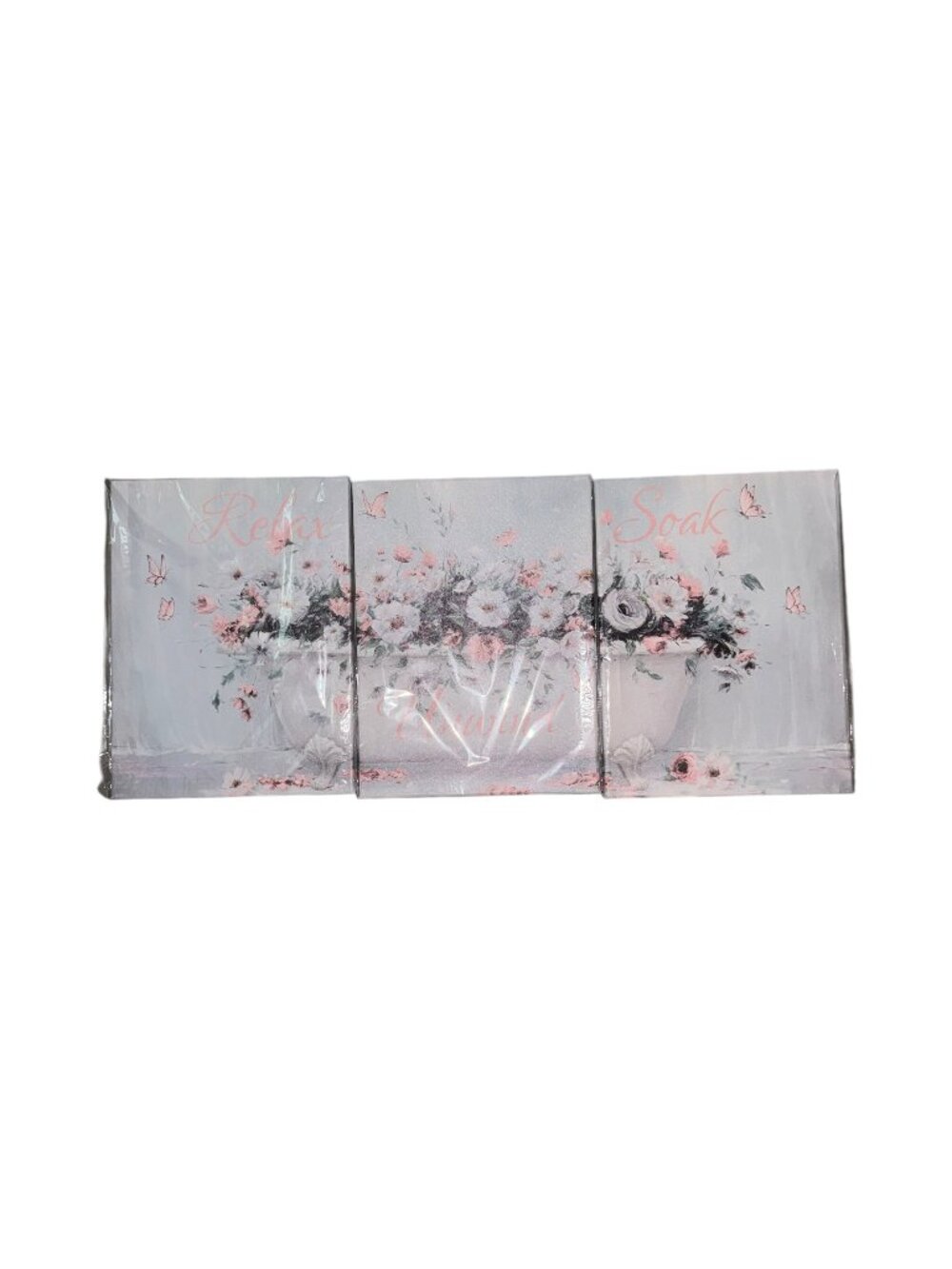 Floral Relax Unwind Soak Canvas Wall Art Set - 3 Pieces